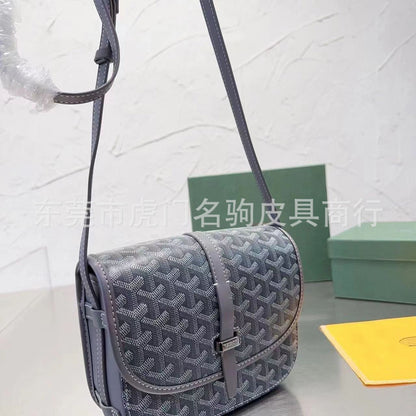 Saddle bag, dogtooth small bag, messenger bag, street fashion, versatile, single-buckle canvas print, unisex bag