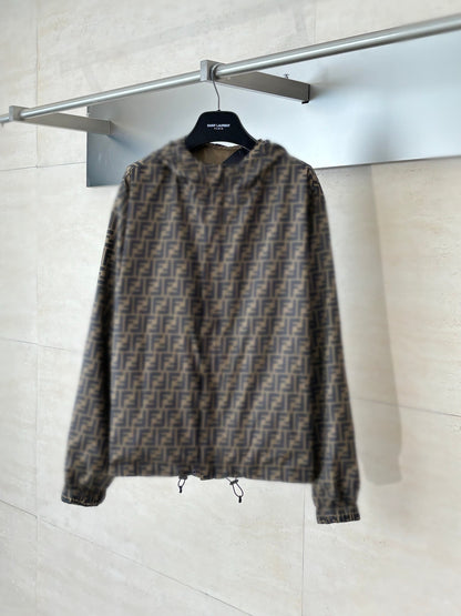 Correct version 25ss new FD home full print double F reverbial hooded jacket men's and women's casual versatile jacket trend