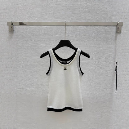 2025 new high luxury beaded gauze women's vest top fashionable and versatile, fine wool small fragrance