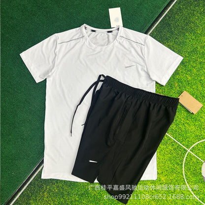Wholesale shorts men's breathable woven sports cropped pants sports student track and field training running fitness quick-drying suit men