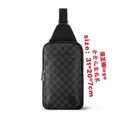 New Men's Chest Bag, Classic Plaid Bag, Shoulder Bag, Crossbody Bag, Fashion Chest Bag, Trend Men's Bag, Large Capacity Chest Bag