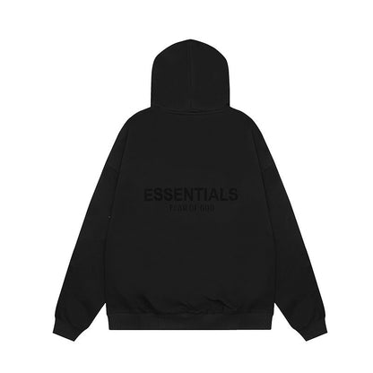 American flocked heavy hooded sweatshirt men's plush couple style winter trendy brand loose hoodie jacket for men and women