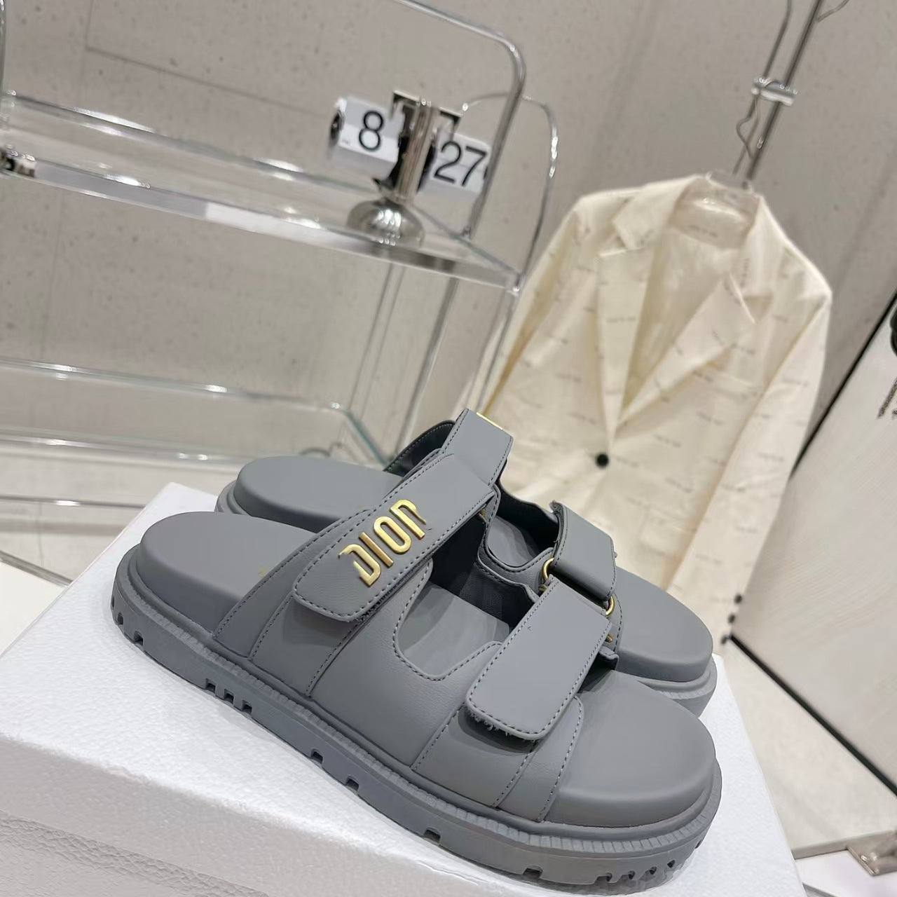 D's new 2025 summer alphabet Velcro slippers women's platform one-line sandals casual flat beach shoes