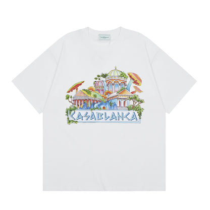 New Casa Casablanca Short Sleeve Correct Edition Ins European and American Niche Trendy Brand Cotton Casual High Street European and American T-shirt
