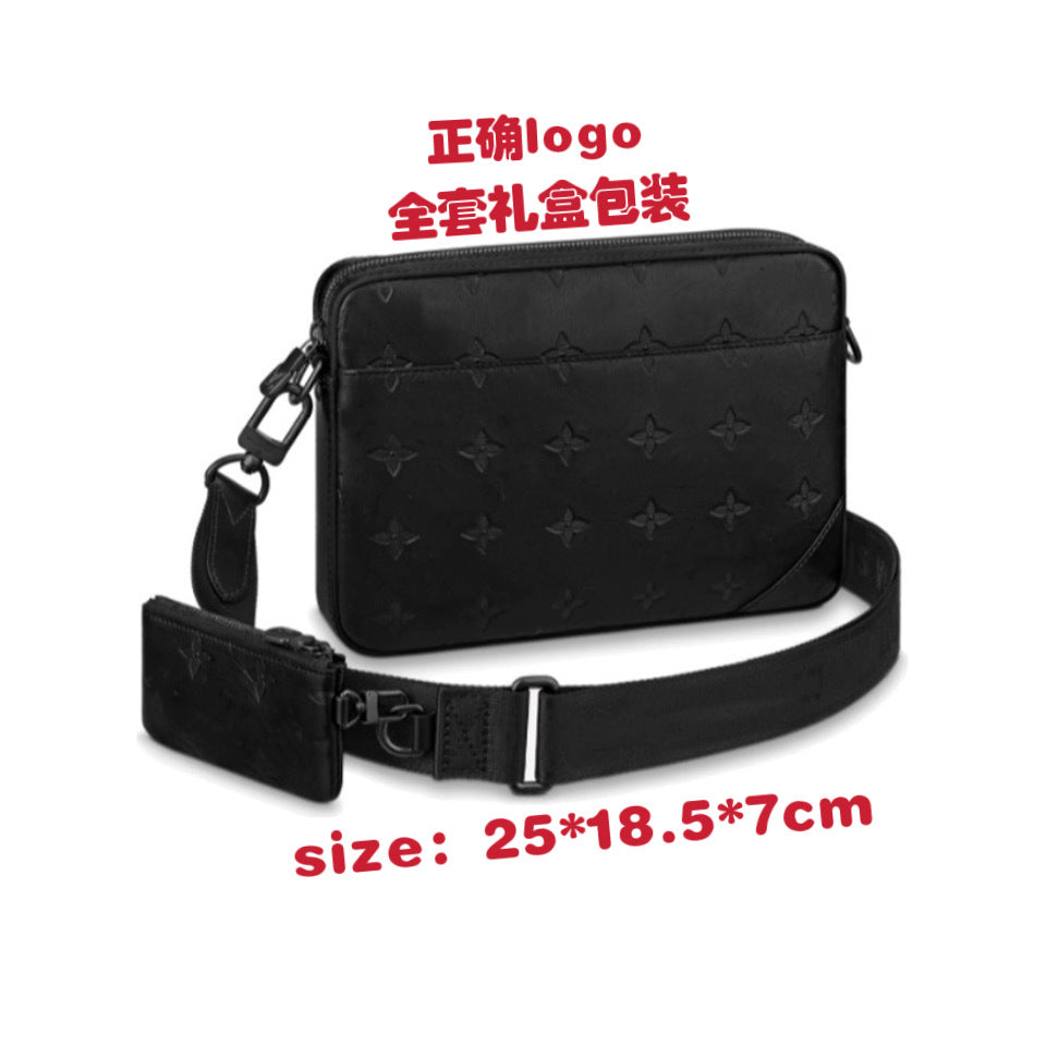 New men's bag, black samurai 3-in-1 bag, shoulder bag, versatile crossbody bag, classic old flower bag, camera bag