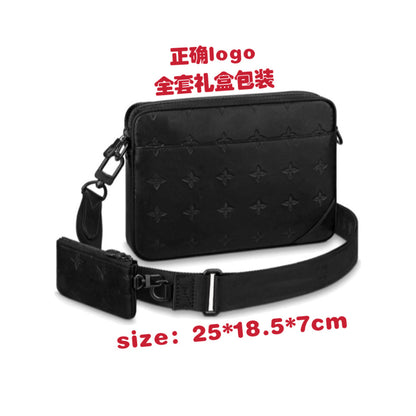 New men's bag, black samurai 3-in-1 bag, shoulder bag, versatile crossbody bag, classic old flower bag, camera bag