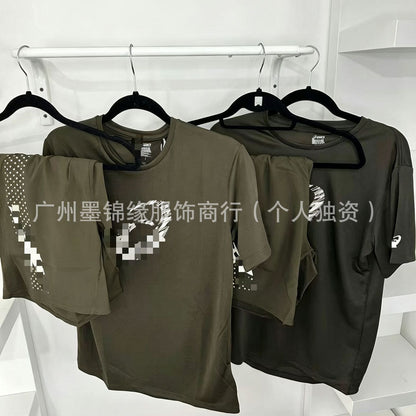 High-end Arthur European and American Cross-border Summer Sport Casual Breathable Quick-Dry Crew Neck T-shirt and Shorts Set