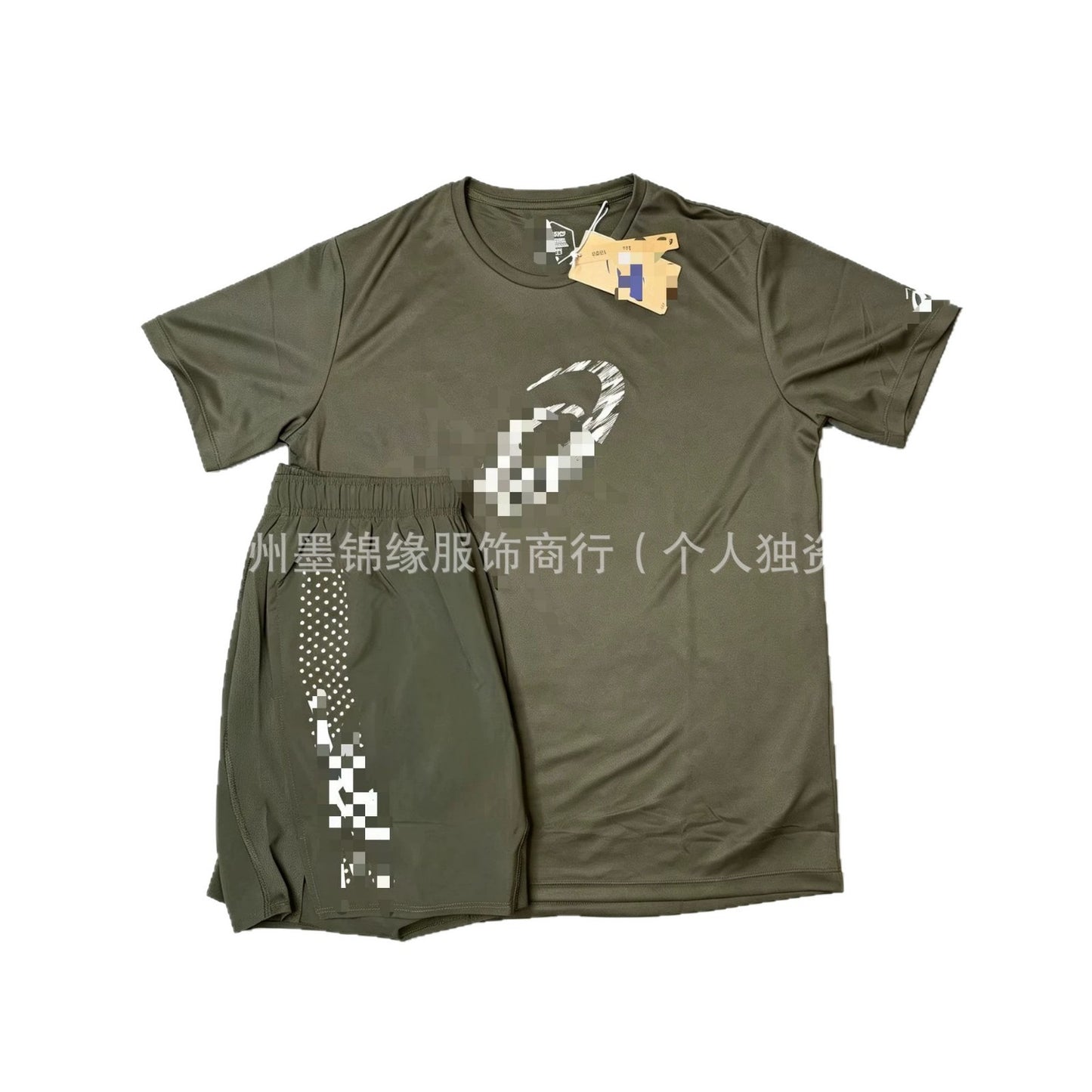 High-end Arthur European and American Cross-border Summer Sport Casual Breathable Quick-Dry Crew Neck T-shirt and Shorts Set