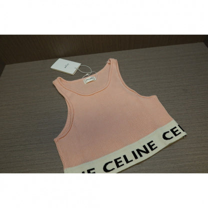 Real shot correct version Ce22 spring and summer new simple striped U-shaped knitted striped vest bottoming short female