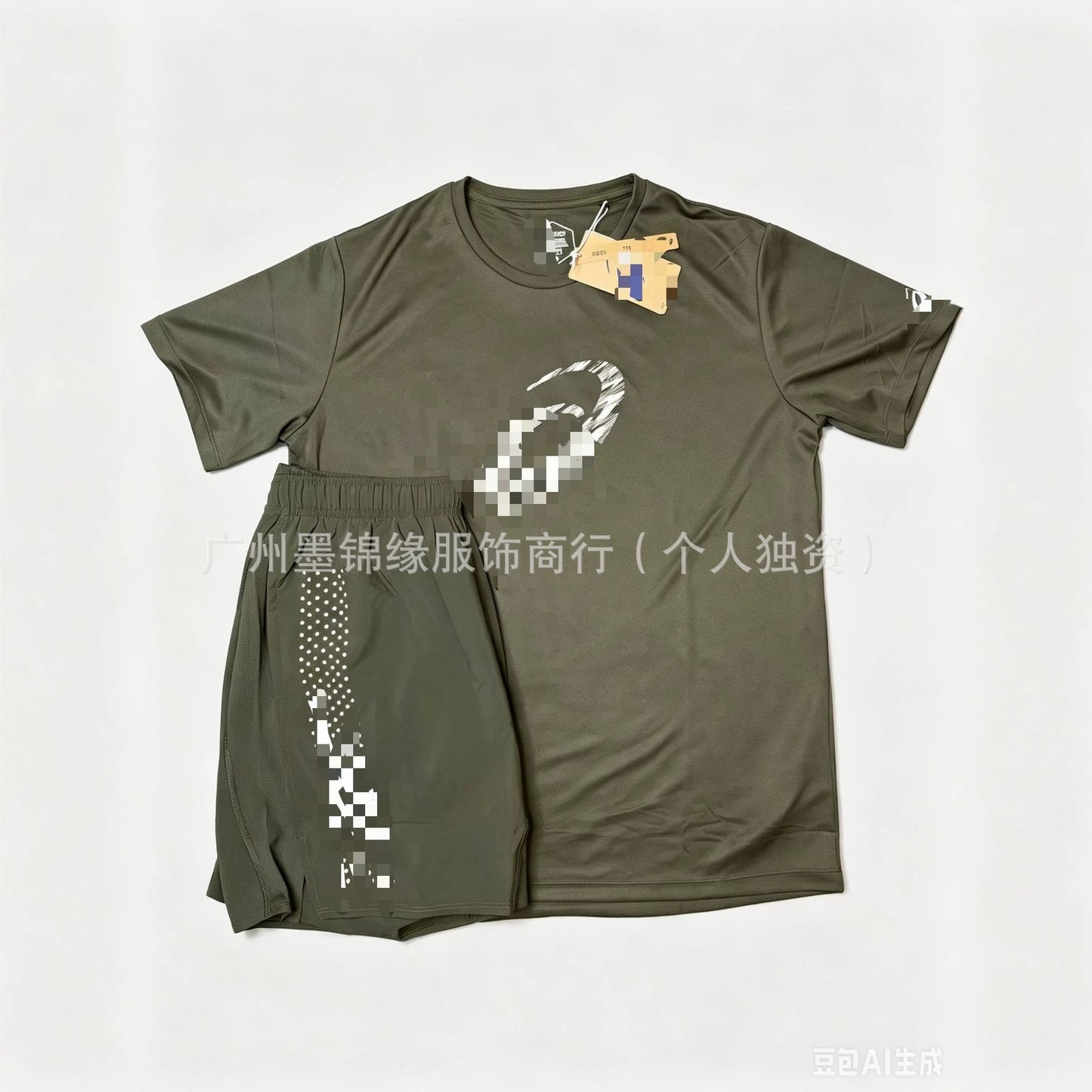 High-end Arthur European and American Cross-border Summer Sport Casual Breathable Quick-Dry Crew Neck T-shirt and Shorts Set