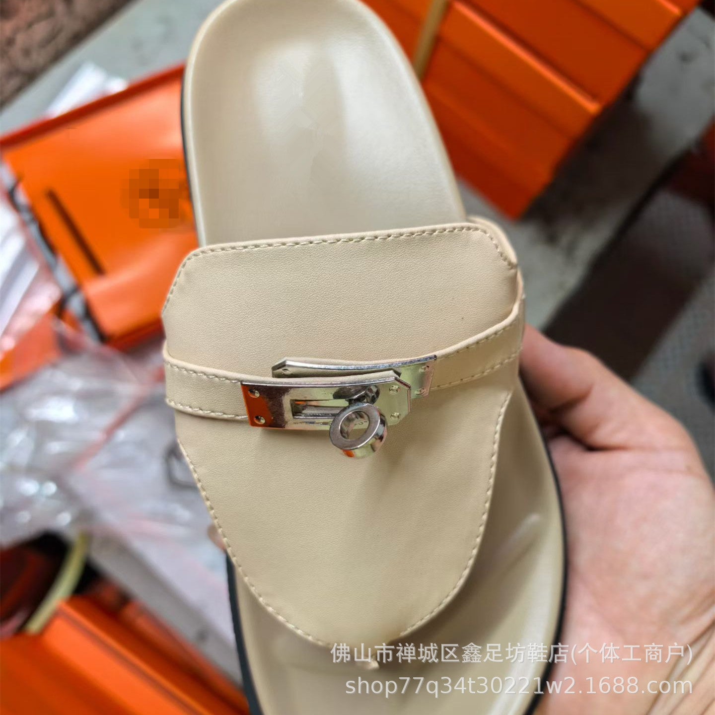 H family metal lock clip toe flip flops 2026 summer new second uncle slippers women wear beach flat sandals outside