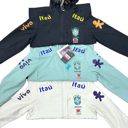 Brazilian team Neymar's windproof waterproof men's and women's fleece thin sports winter jacket with hood
