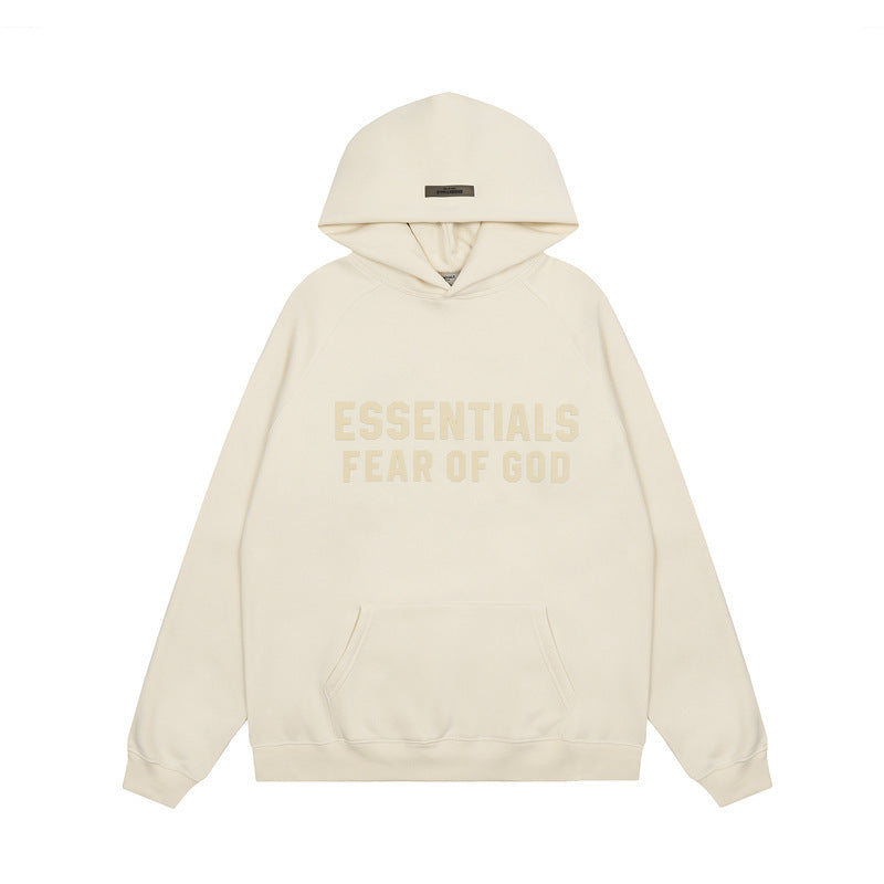 American flocked heavy hooded sweatshirt men's plush couple style winter trendy brand loose hoodie jacket for men and women
