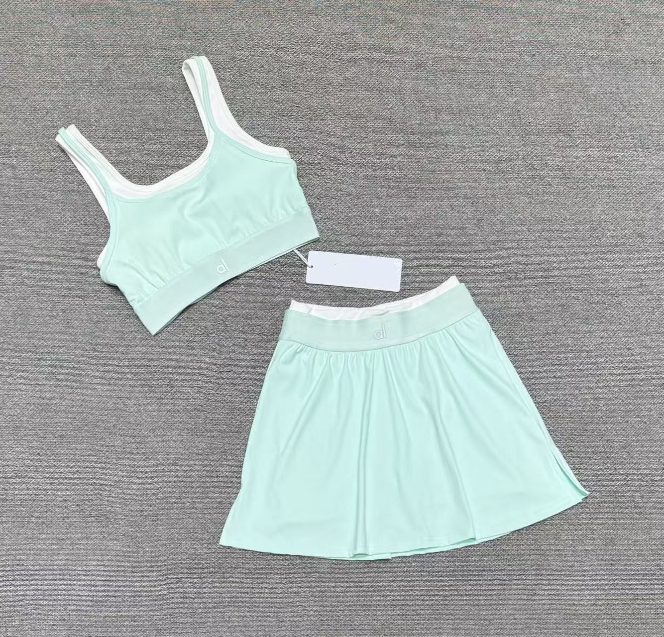 Cross-border yoga tank top short skirt set, fitness sports running with bra pads, bra, fake two-piece yoga suit