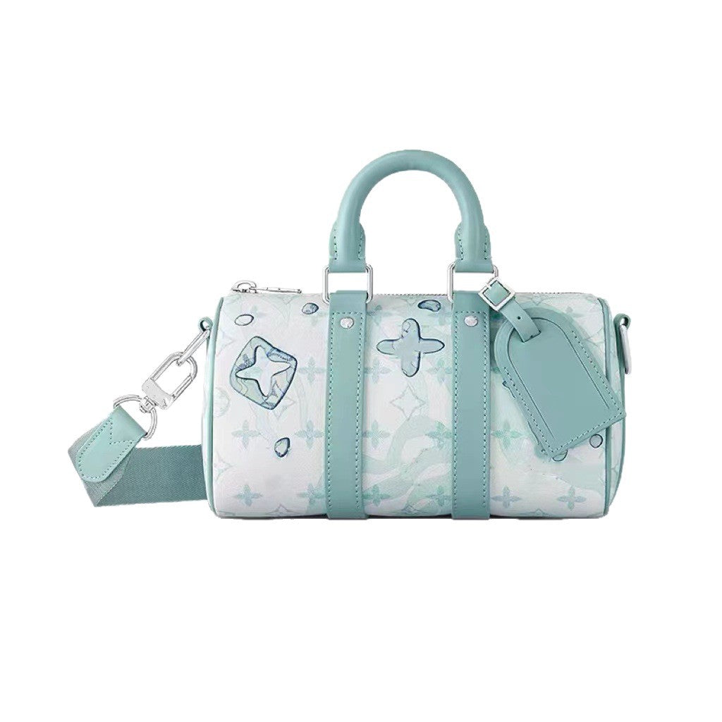 New Keepall-25cm Pillow Bag Embossed Shoulder Bag Roller Bag Cylinder Bag Fashion Crossbody Bag Couple Bag