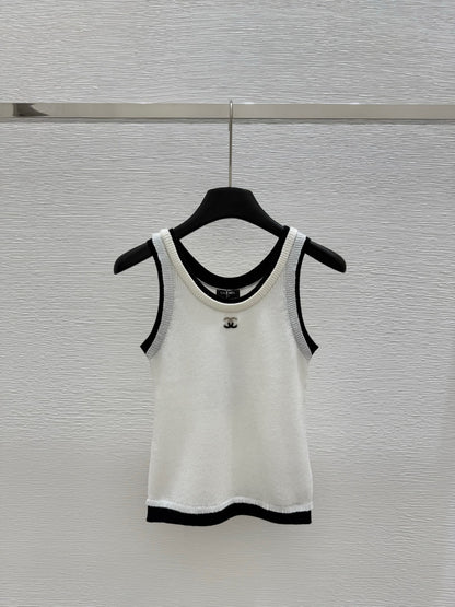 2025 new high luxury beaded gauze women's vest top fashionable and versatile, fine wool small fragrance