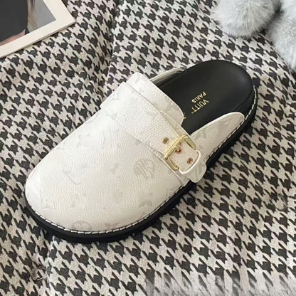 Summer new Louis letter slippers, sandals, women's outerwear, thick-soled outerwear, couple's closed-toe half-slippers (Copie 2)