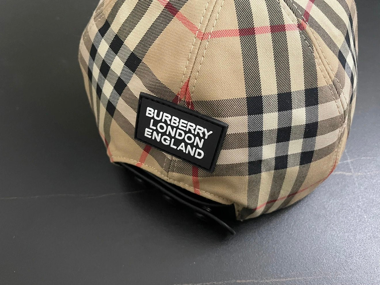 BBR logo intarsia check cotton baseball cap unisex