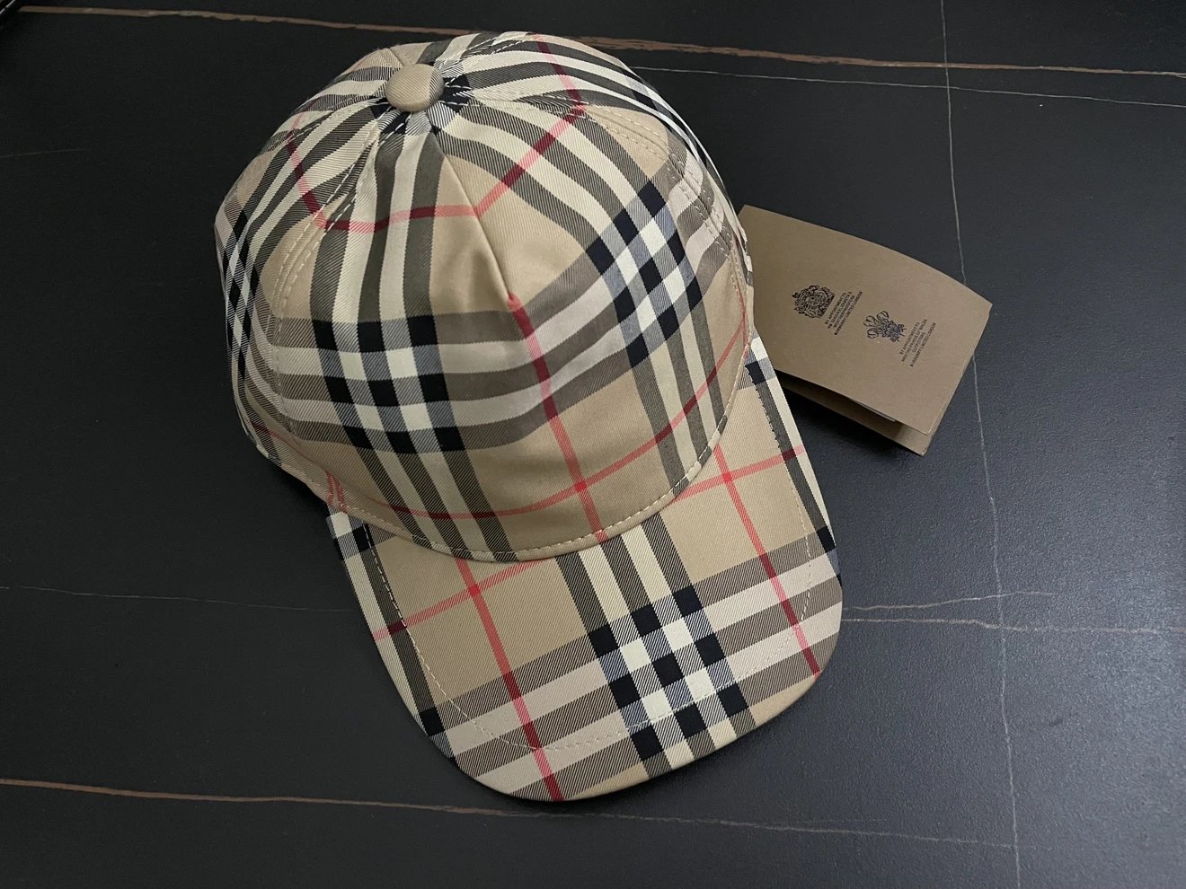 BBR logo intarsia check cotton baseball cap unisex