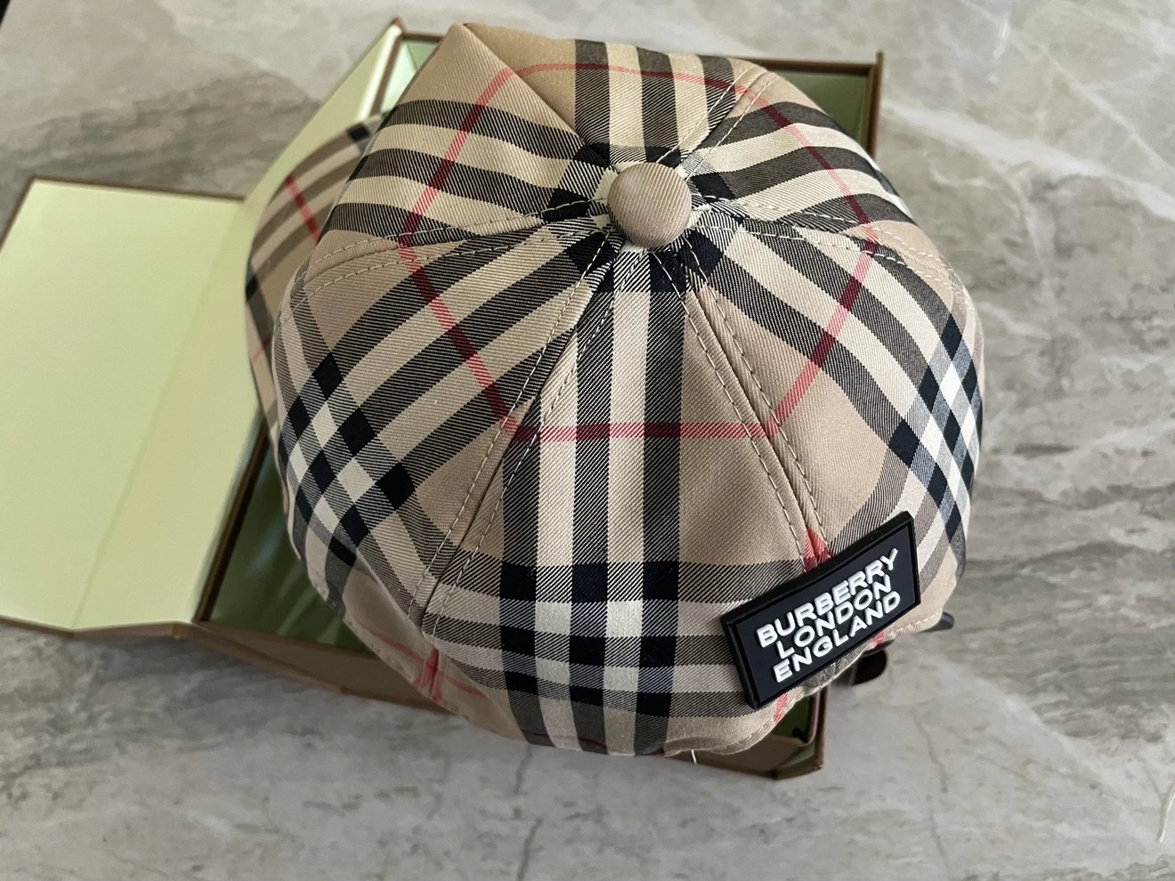 BBR logo intarsia check cotton baseball cap unisex