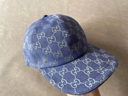G brand letter logo decoration, recycled polyester fiber, viscose fiber, wood pulp, bio-based polyurethane, baseball cap, men's style, blue