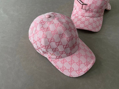 G brand letter logo decoration, recycled polyester fiber, viscose fiber, wood pulp, bio-based polyurethane, baseball cap, men's style, pink