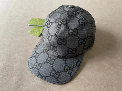 G brand letter logo decoration, recycled polyester fiber, viscose fiber, wood pulp, bio-based polyurethane, baseball cap, men's style, gray