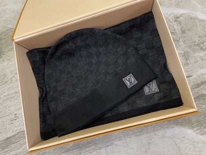 fashion printed knitted hat warm scarf unisex hat scarf