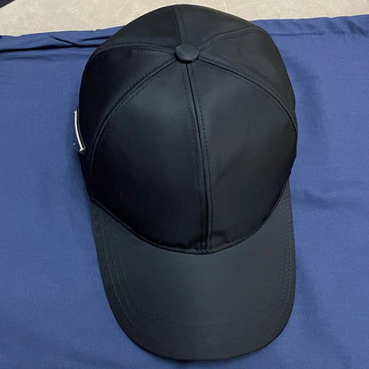 PRADA Side Triangle Logo Solid Nylon Baseball Cap Unisex Black