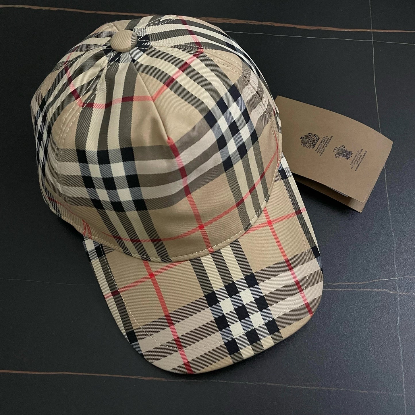 BBR logo intarsia check cotton baseball cap unisex