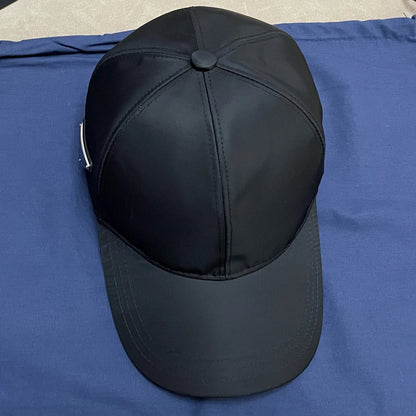 PRADA Side Triangle Logo Solid Nylon Baseball Cap Unisex Black
