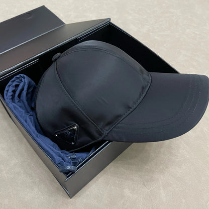 PRADA Side Triangle Logo Solid Nylon Baseball Cap Unisex Black