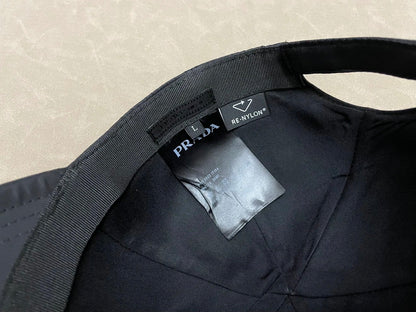 PRADA Side Triangle Logo Solid Nylon Baseball Cap Unisex Black