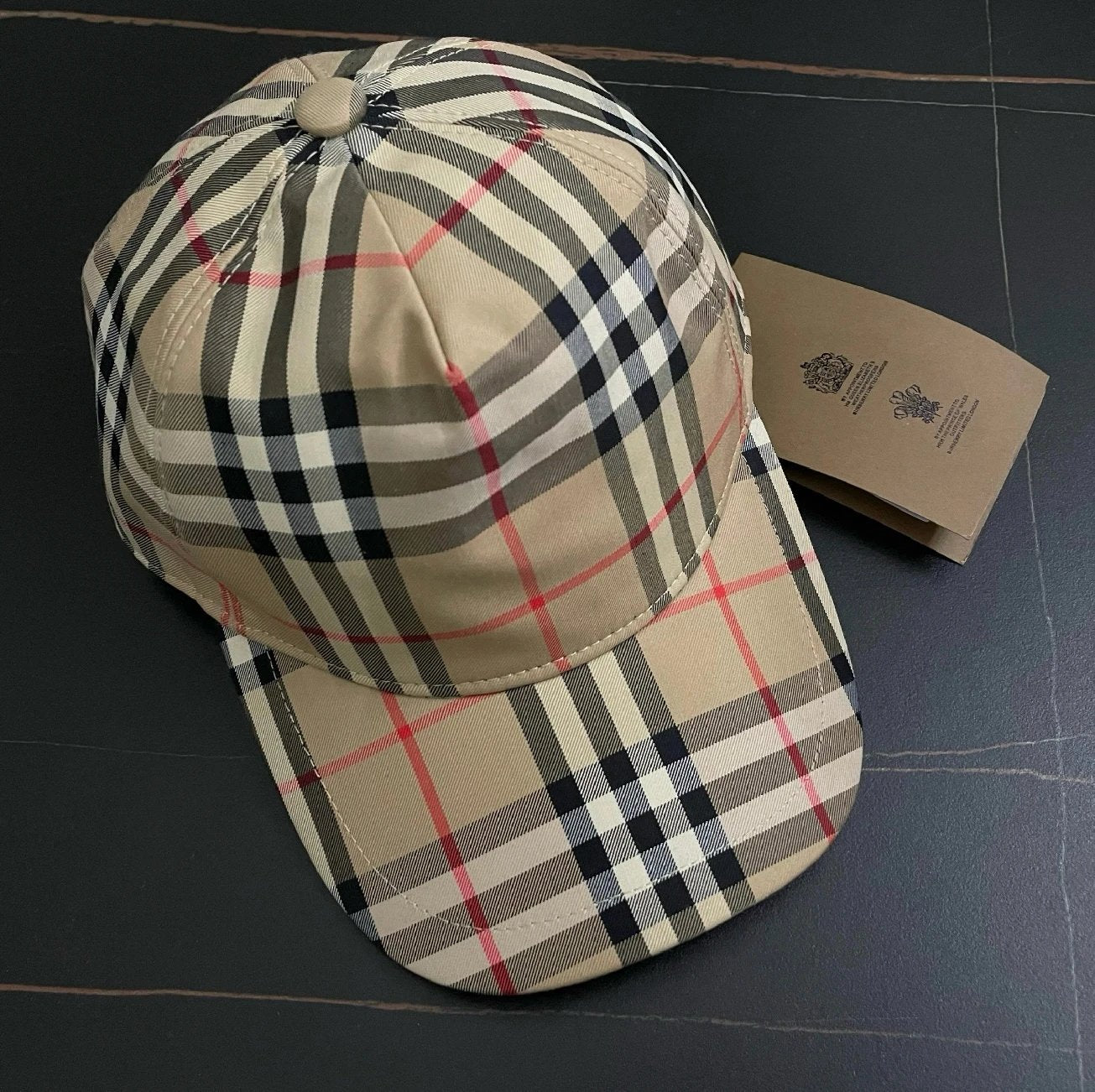 BBR logo intarsia check cotton baseball cap unisex